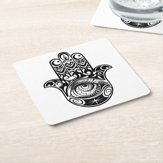 Hamsa Hand Zendoodle Kartonnen Onderzetters (Schuin)