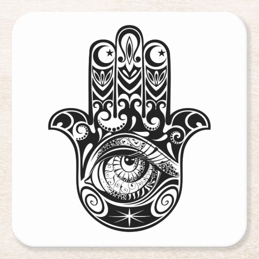 Hamsa Hand Zendoodle Kartonnen Onderzetters (Voorkant)