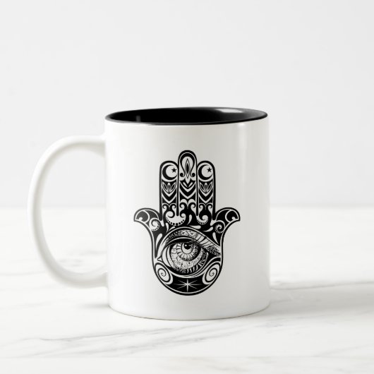 Hamsa Hand Zendoodle Tweekleurige Koffiemok (Links)