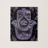 Hamsa Hand - zilver en amethyst Legpuzzel (Verticaal)