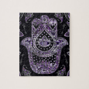 Hamsa Hand - zilver en amethyst Legpuzzel