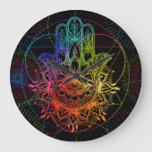  hamsa: handgetekend neonpatroon. grote klok (Voorkant)