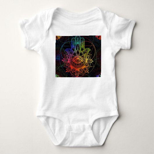  hamsa: handgetekend neonpatroon. romper (Voorkant)