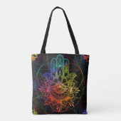 hamsa: handgetekend neonpatroon. tote bag (Achterkant)