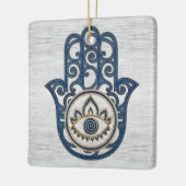 Hamsa Handhand - Handje Fatima blue wood Keramisch Ornament (Links)