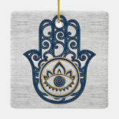 Hamsa Handhand - Handje Fatima blue wood Keramisch Ornament (Achterkant)