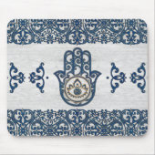 Hamsa Handhand - Handje Fatima blue wood Muismat (Voorkant)