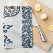 Hamsa Handhand - Handje Fatima blue wood Theedoek (Quarter Fold)