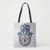 Hamsa Handhand - Handje Fatima blue wood Tote Bag (Voorkant)