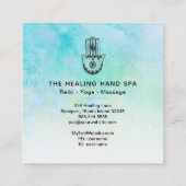 *~* Hamsa - Handje Fatima - Kraters van Moon Yoga Vierkante Visitekaartje (Achterkant)