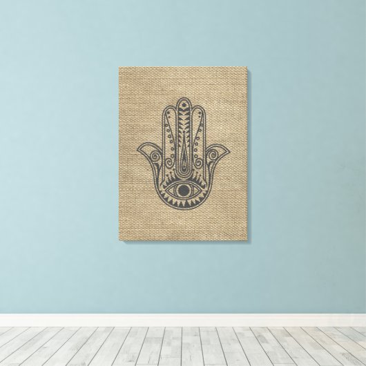 HAMSA Handje Fatima-symbool amulet Canvas Afdruk (Insitu (Houten vloer))