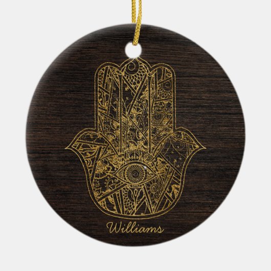HAMSA Handje Fatima symbool amulet design Keramisch Ornament (Voorkant)