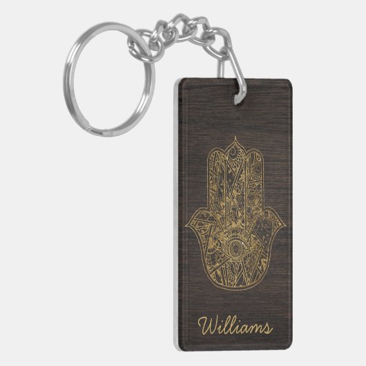 HAMSA Handje Fatima symbool amulet design Sleutelhanger (Voorkant Links)