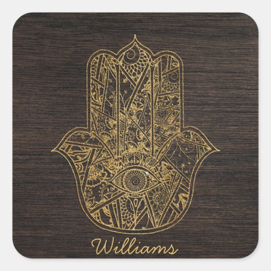 HAMSA Handje Fatima symbool amulet design Vierkante Sticker (Voorkant)