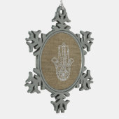 HAMSA Handje Fatima-symbool amulet Tin Sneeuwvlok Ornament (Links)