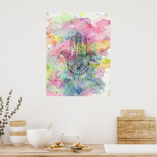 HAMSA Handje Fatima-symbool Poster (Keuken)