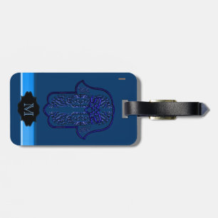 Hamsa Handje: Hart (blauw) Bagagelabel