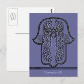 Hamsa Handje: hart (zilvereffect) Briefkaart (Voorkant / Achterkant)