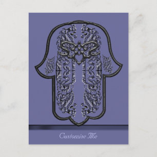 Hamsa Handje: hart (zilvereffect) Briefkaart