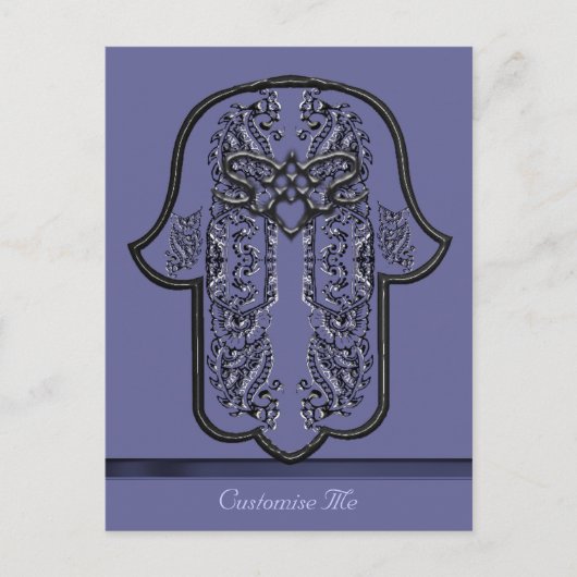 Hamsa Handje: hart (zilvereffect) Briefkaart (Voorkant)
