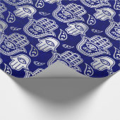 Hamsa Handpatroon - parels en zilver op lapis laz Cadeaupapier (Hoek)