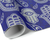 Hamsa Handpatroon - parels en zilver op lapis laz Cadeaupapier (Rol Hoek)