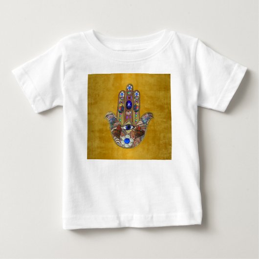 Hamsa harten bloemen Opal Art over goud (Voorkant)