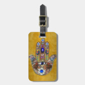 Hamsa harten bloemen Opal Art over goud Bagagelabel (Voorkant verticaal)