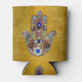 Hamsa harten bloemen Opal Art over goud Blikjeskoeler (Voorkant)