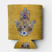 Hamsa harten bloemen Opal Art over goud Blikjeskoeler (Achterkant)