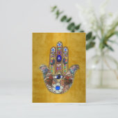 Hamsa harten bloemen Opal Art over goud Briefkaart (Staand voorkant)