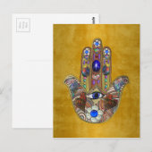 Hamsa harten bloemen Opal Art over goud Briefkaart (Voorkant / Achterkant)
