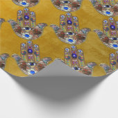 Hamsa harten bloemen Opal Art over goud Cadeaupapier (Hoek)