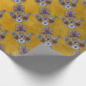 Hamsa harten bloemen Opal Art over goud Cadeaupapier (Hoek)