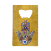 Hamsa harten bloemen Opal Art over goud Creditkaart Flessenopener (Voorkant)