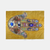 Hamsa harten bloemen Opal Art over goud Fleece Deken (Voorkant (Horizontaal))