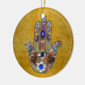 Hamsa harten bloemen Opal Art over goud Keramisch Ornament (Links)