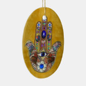 Hamsa harten bloemen Opal Art over goud Keramisch Ornament (Rechts)
