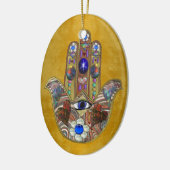 Hamsa harten bloemen Opal Art over goud Keramisch Ornament (Links)
