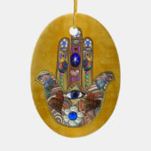 Hamsa harten bloemen Opal Art over goud Keramisch Ornament (Voorkant)