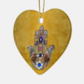 Hamsa harten bloemen Opal Art over goud Keramisch Ornament (Links)