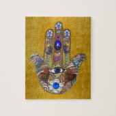 Hamsa harten bloemen Opal Art over goud Legpuzzel (Verticaal)