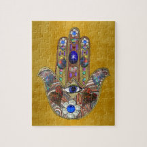 Hamsa harten bloemen Opal Art over goud