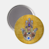 Hamsa harten bloemen Opal Art over goud Magneet (Voorkant / Achterkant)