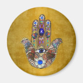 Hamsa harten bloemen Opal Art over goud Magneet (Voorkant)