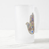 Hamsa harten bloemen Opal Art over goud Matglas Bierpul (Voorkant rechts)
