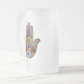 Hamsa harten bloemen Opal Art over goud Matglas Bierpul (Voorkant links)