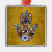 Hamsa harten bloemen Opal Art over goud Metalen Ornament (Voorkant)