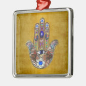 Hamsa harten bloemen Opal Art over goud Metalen Ornament (Links)
