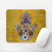 Hamsa harten bloemen Opal Art over goud Muismat (Met muis)